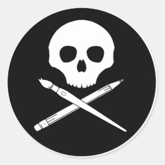 Art Skull Runt Klistermärke