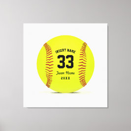 Art Softball Gult Red and Black Anpassningsbar Canvastryck