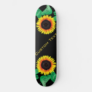 Art Solblommor - lägg till texten / Namn Mini Skateboard Bräda 18,5 Cm