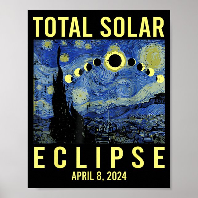 Art solförmörkelse 2024 totalitet 8 april män kvin poster (Framsidan)