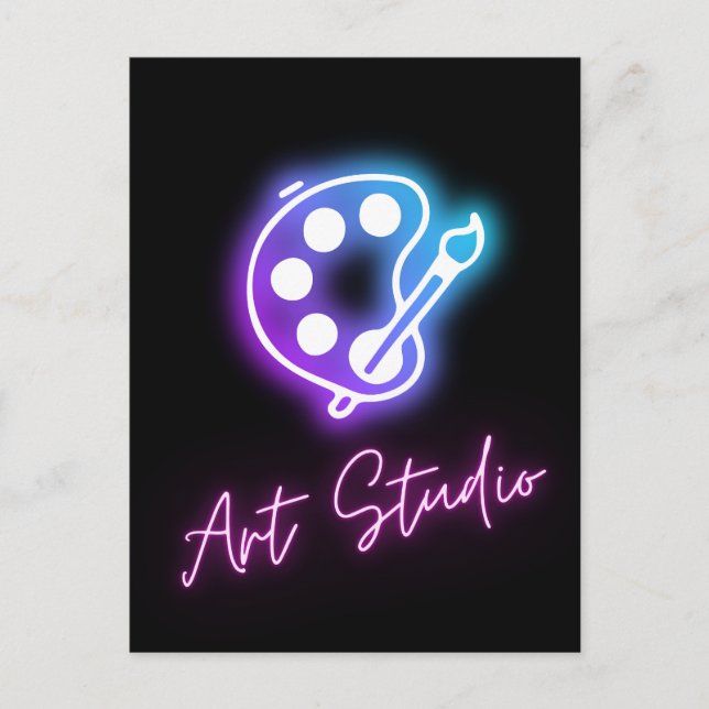 Art Studio Neon Line Vykort (Framsida)