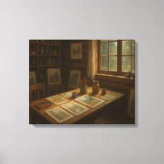 Art Studio of a Watercolorist Canvastryck