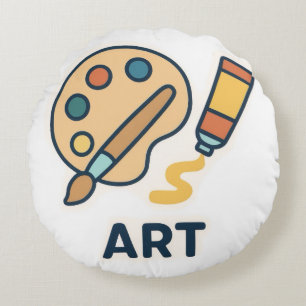 Art Subjekt - Färgpalett och pensel Rund Kudde