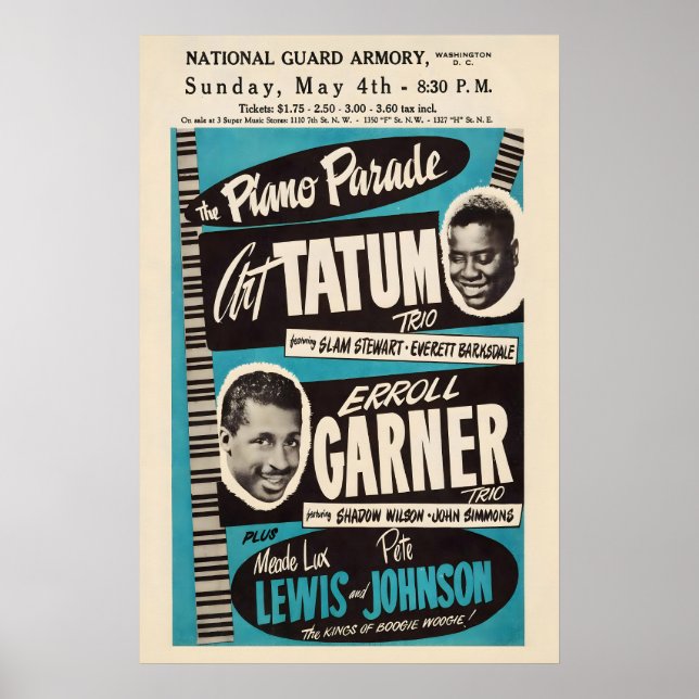 Art Tatum - Erroll Garner jazzaffisch - Piano Poster (Framsidan)