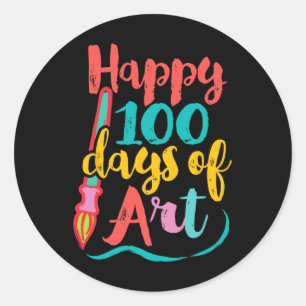 Art Teacher 100 dagar i skolan - 100 dagar i konst Runt Klistermärke