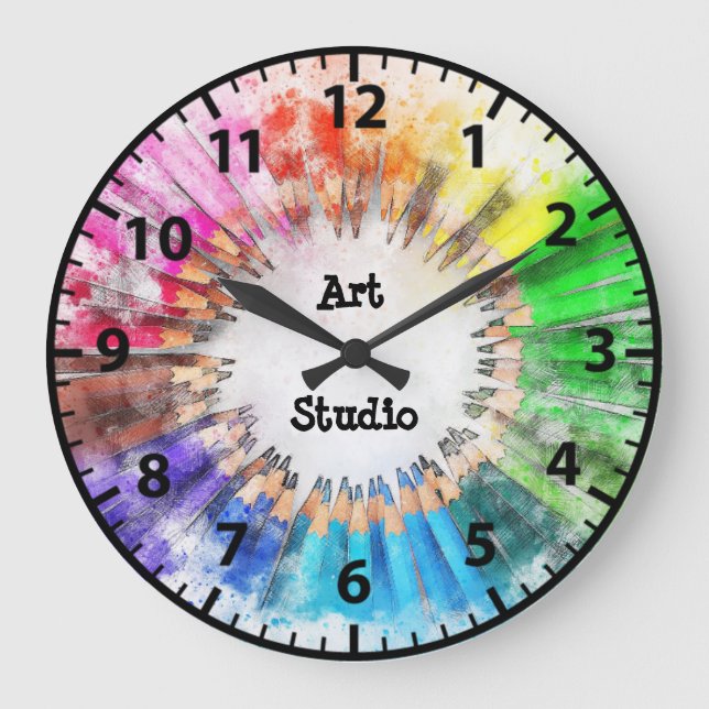 Art Teacher Art Studio Classroom Wall Clock Stor Klocka (Framsida)