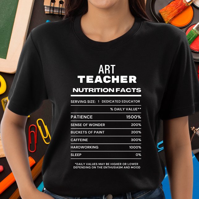Art Teacher Nutrition Facts Funny T-Shirt (Skapare uppladdad)