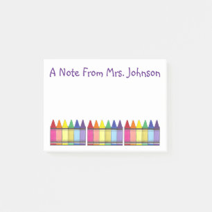 Art Teacher Rainbow Crayon Personlig Note from Post-it Block