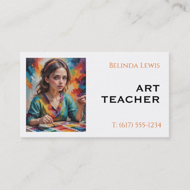 Art Teacher | Sepia Visitkort (Framsida)