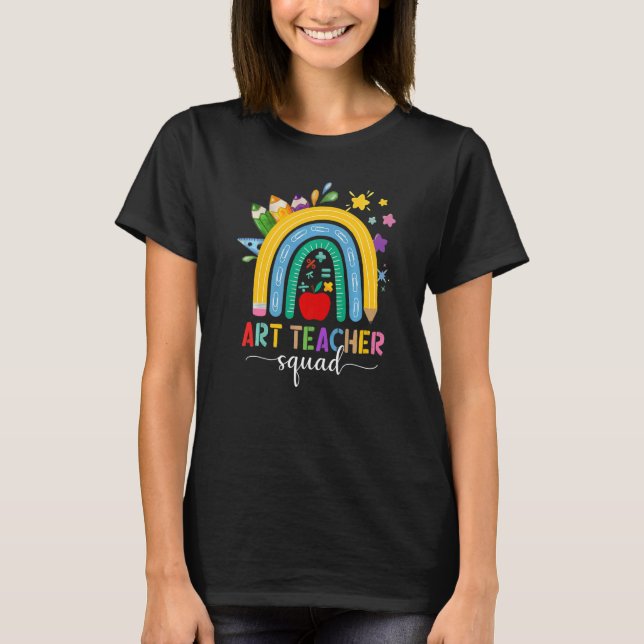 Art Teacher Squad Boho Rainbow Teacher tillbaka ti T Shirt (Framsida)