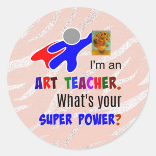 Art Teacher Superhjälte Runt Klistermärke