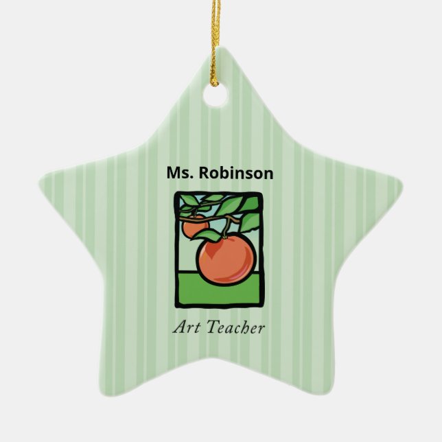 Art Teacher Tack, Apple Julgransprydnad Keramik (Framsidan)
