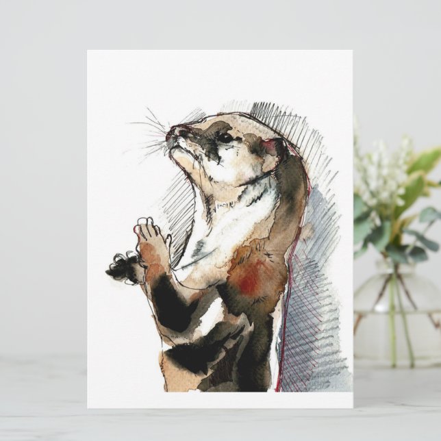 Art Teckning Otter | Cute Otter-gåvor (Stående Fram)