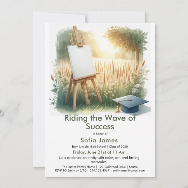 Art Theme Graduation Party Invitation Inbjudningar (Framsida)