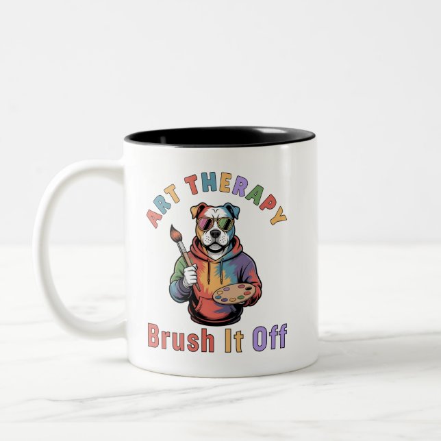 Art Therapy Brush off it, Art Therapist Pitbull Två-Tonad Mugg (Vänster)