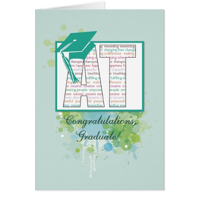 Art Therapy Studenten Grattis, AT Hat Hälsningskort (Framsidan)