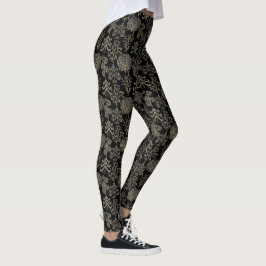 Art Träd Guld Helgdag - julsvart Leggings