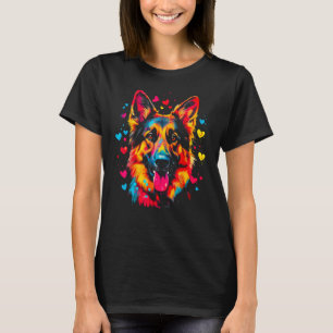 Art Tyska Shepherd Hund Kärlek Hearts T Shirt