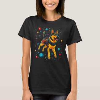 Art Tyska Shepherd Hund Rymden Galaxy T Shirt