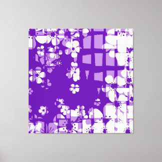 Art violett och vitt blommönster canvastryck