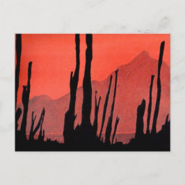 Art-vykort 11: Cactus / Desert Mountain / Bläck Vykort