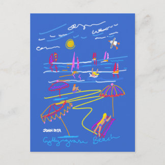 Art-vykort: Gyllyngvase Beach Summer Teckning Vykort