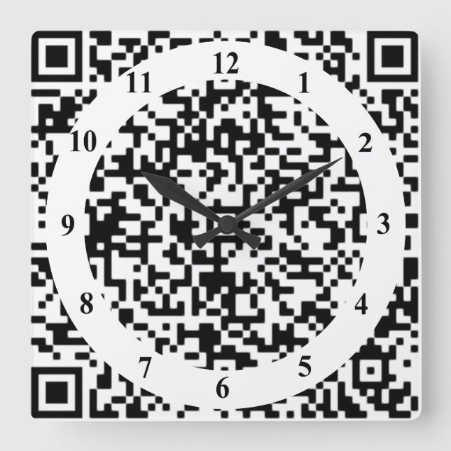 Art Wall Clock med QR-kod - modern Fyrkantig Klocka (Framsida)