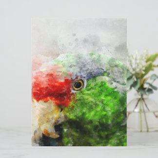 Art Watercolor Parrot Grönt Parakeet Gift