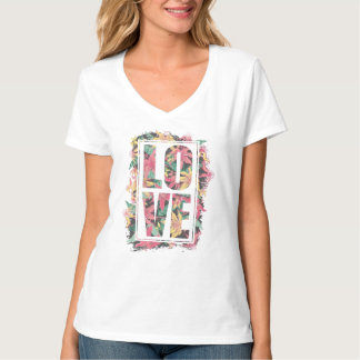 art with the phrase love flowers t shirt