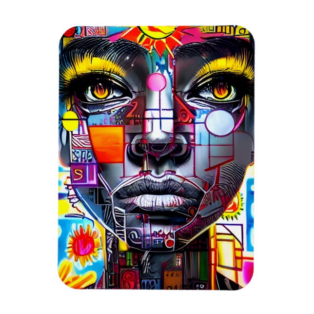 Art Woman Ansikte Colorful Magnet (Vertikal)