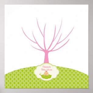 Ärta i balja Baby Shower Gästbok Träd Poster