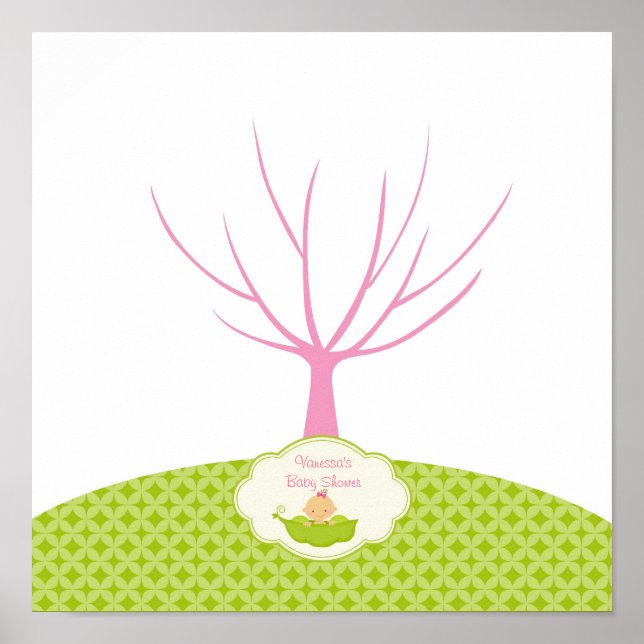Ärta i balja Baby Shower Gästbok Träd Poster (Framsidan)