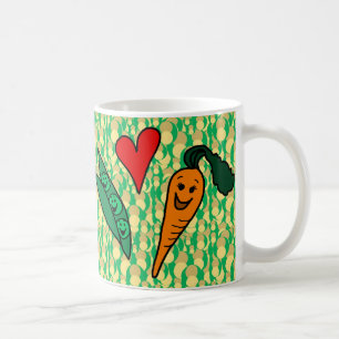 Ärtakärlekmorötter, gullig grönt och orange design kaffemugg