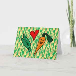 Ärtakärlekmorötter, gullig grönt och orange design kort