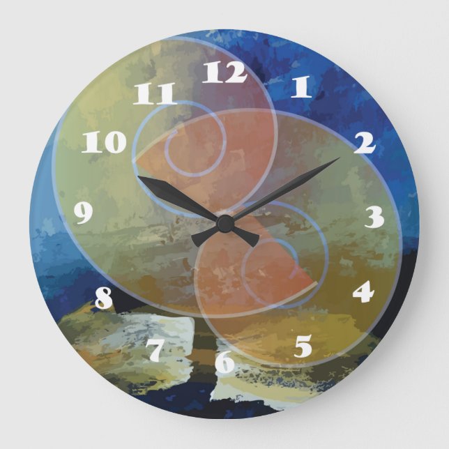 ArtClock för Abstrakten "Strenght" Blue & Gult Stor Klocka (Framsida)