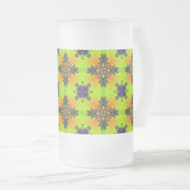Artdeco Flowers i Retro Stil Frostat Ölglas (Framsida höger)