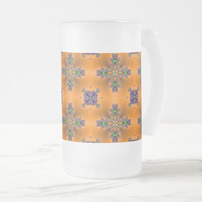 Artdeco Flowers i Retro Stil Frostat Ölglas (Framsida höger)
