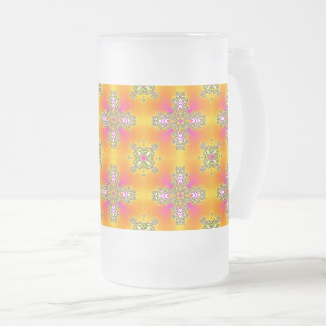 Artdeco Flowers i Retro Stil Frostat Ölglas (Framsida höger)