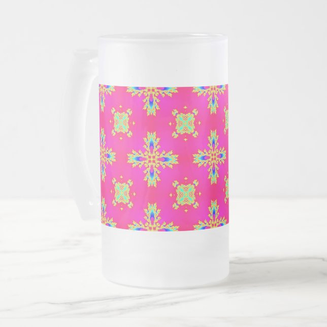 Artdeco Flowers i Retro Stil Frostat Ölglas (Framsida vänster)