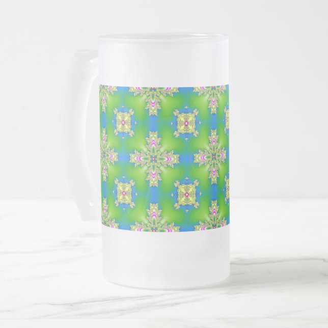 Artdeco Flowers i Retro Stil Frostat Ölglas (Framsida vänster)