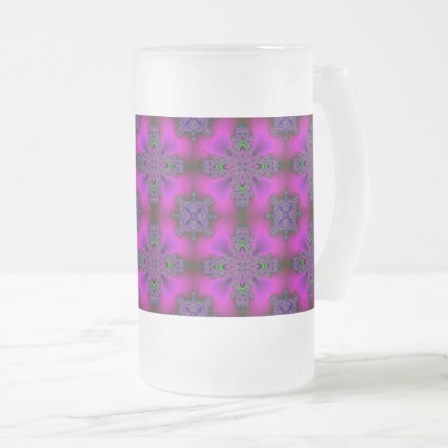 Artdeco Flowers i Retro Stil Frostat Ölglas (Framsida höger)