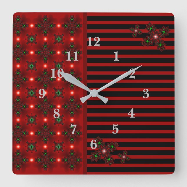 Artdeco Flowers i Retro Stil Fyrkantig Klocka (Framsida)