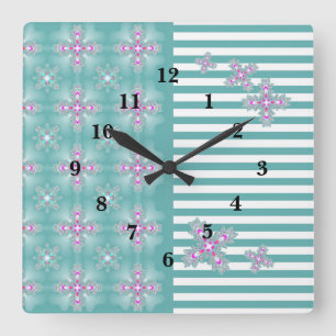 Artdeco Flowers i Retro Stil Fyrkantig Klocka