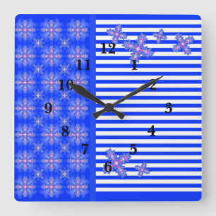 Artdeco Flowers i Retro Stil Fyrkantig Klocka