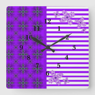 Artdeco Flowers i Retro Stil Fyrkantig Klocka