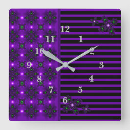 Artdeco Flowers i Retro Stil Fyrkantig Klocka