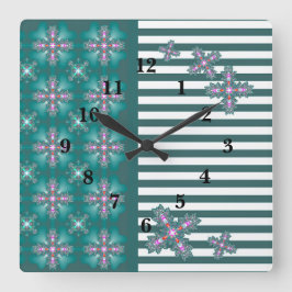 Artdeco Flowers i Retro Stil Fyrkantig Klocka