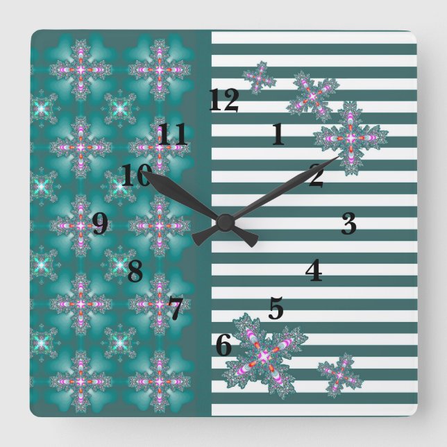 Artdeco Flowers i Retro Stil Fyrkantig Klocka (Framsida)