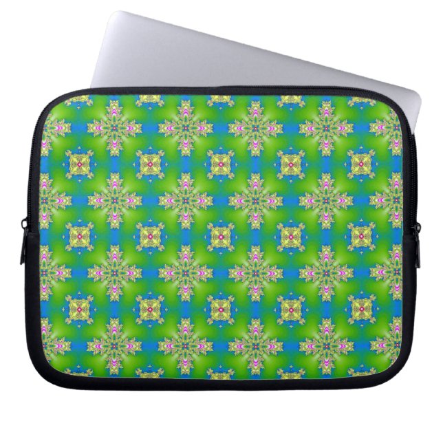 Artdeco Flowers i Retro Stil Laptop Fodral (Framsidan)