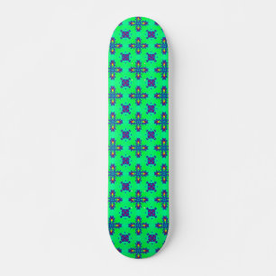Artdeco Flowers i Retro Stil Mini Skateboard Bräda 18,5 Cm